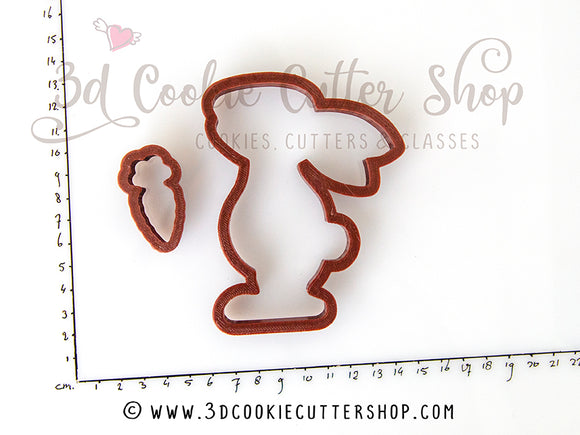 Bunny #4 Cookie Cutter (+ micro Carrot cutter) | Biscuit - Fondant - Clay Cutter