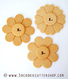 3-in-1 Flower / Heart Platter Cookie Cutter Set | Fondant - Clay - Biscuit Cutters