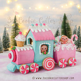 3D Gingerbread Train Cookie Cutter Set (Locomotive + Wagon) | Fondant Cutters | Clay Cutters