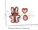 Hugging Bunny IMPRINT Cookie Cutter Set + COOKIE RECIPE | Biscuit - Fondant - Clay Cutters