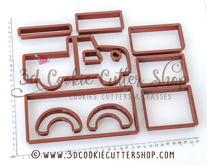 3D Gingerbread Pickup Truck Cookie Cutter Set | Fondant Cutters | Clay