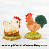 Chicken Family (Rooster, Hen & Egg) Cookie Cutter Set | Clay Cutters | Fondant Cutters