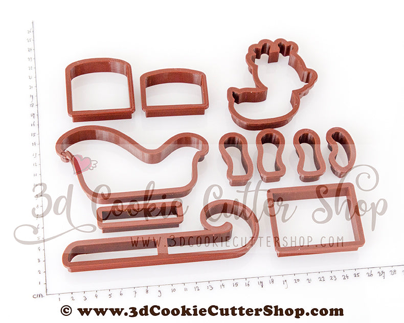 3D Gingerbread Sleigh & Reindeer Cutter Set