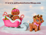 3D Gingerbread Sleigh & Reindeer Cutter Set | Clay Cutters | Fondant Cutters