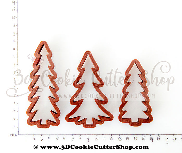 Tall Skinny Christmas Tree Trio Cookie Cutter Set – 3D Cookie