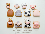 3D Mini Farm Animals Cookie Cutter Set (extra small!)