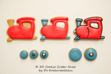 2D TRAIN Cookie Cutter Set | Fondant Cutters | Clay Cutters