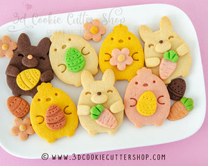 Hugging Chick & Bunny IMPRINT Cookie Cutter Set + COOKIE RECIPE | Biscuit - Fondant Cutters