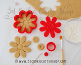 3D Daisy Flower + STAMP Cookie Cutter Set + COOKIE RECIPE | Biscuit - Fondant - Clay Cutters