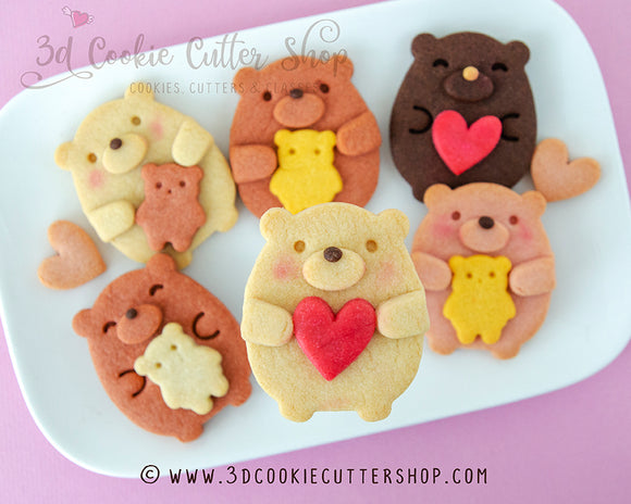 Hugging Bears IMPRINT Cookie Cutter Set + COOKIE RECIPE | Biscuit - Fondant Cutters