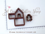 Tiny Gingerbread House Mug Hanger & Gingerbread Man Cookie Cutter Set | Clay - Fondant House Cutter | Haus Ausstecher | Emporte-piece Maison