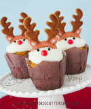 Christmas Reindeer Antlers Cookie Cutter | Fondant Cutter | Cupcake Topper | Cake Topper