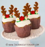 Christmas Reindeer Antlers Cookie Cutter | Fondant Cutter | Cupcake Topper | Cake Topper