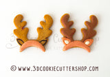 Christmas Reindeer Antlers Cookie Cutter | Fondant Cutter | Cupcake Topper | Cake Topper