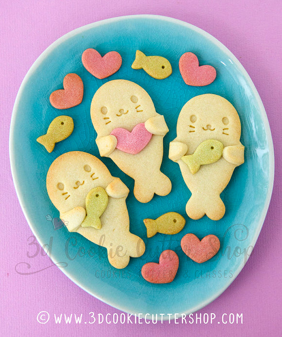 Hugging Seal Cookie Cutter & Stamp Set + COOKIE RECIPE | Biscuit - Fondant - Clay Cutters | Keksausstecher | Emporte Piece