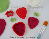 Strawberry Cookie Cutter & Stamp Set | Biscuit - Fondant - Clay Cutter | Baker's Gift | Kids Treat | Keksausstecher | Emporte Piece