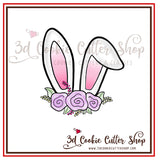 Bunny Ears with Flowers Cookie Cutter