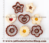 Linzer Cookies Cutter Set + Cookie Recipe | Sandwich Cookie Cutters | Biscuit - Fondant Cutters