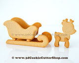 3D Gingerbread Sleigh & Reindeer Cutter Set | Clay Cutters | Fondant Cutters