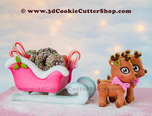 3D Gingerbread Sleigh & Reindeer Cutter Set | Clay Cutters | Fondant Cutters