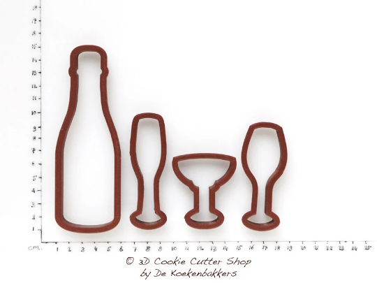 Bottle & Glasses Cookie Cutter Set