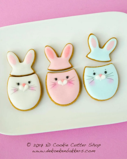 Easter Egg with Bunny Ears Cookie Cutter Set | Easter Egg Puzzle Cutters | Biscuit - Fondant - Clay Cutters